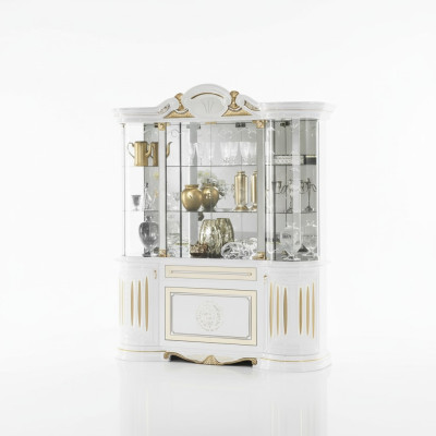 Vitrina Muebles italianos Armario de salón Blanco Oro Vitrina de vidrio Armarios Nuevos