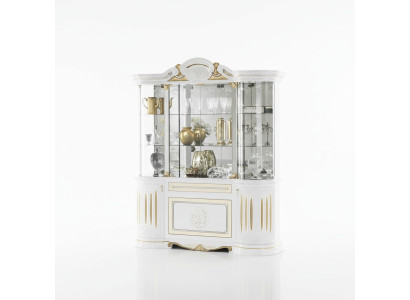 Vitrina Muebles italianos Armario de salón Blanco Oro Vitrina de vidrio Armarios Nuevos
