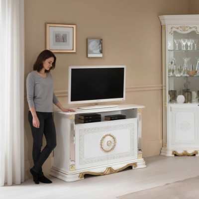 Armario RTV blanco Estante Gabinetes de estilo italiano Muebles Cómodas Aparador