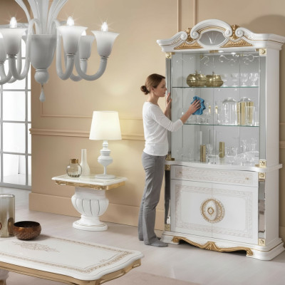 Vitrina de muebles de lujo italianos, vitrinas, aparador de vidrio de diseño.