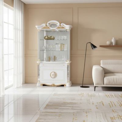 Vitrina de muebles de lujo italianos, vitrinas, aparador de vidrio de diseño.