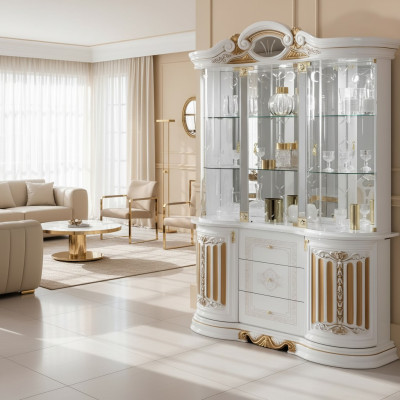 Muebles de lujo italiano, vitrina de tamaño XXL, armario cómoda de vidrio, armario de diseñador, nuevo.