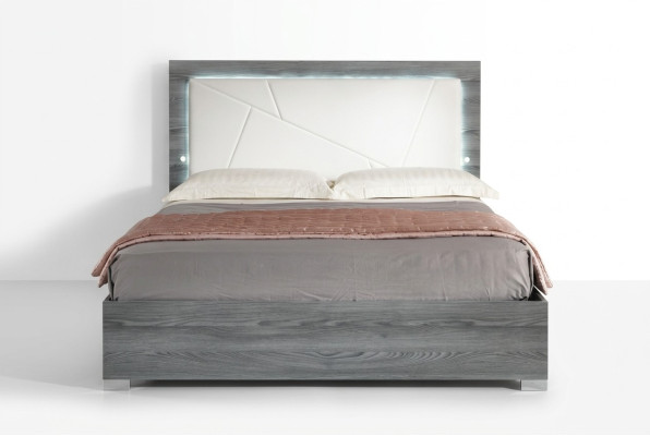 Cama de lujo Dormitorio Camas Moderna madera Cama doble gris 160x200 nuevo