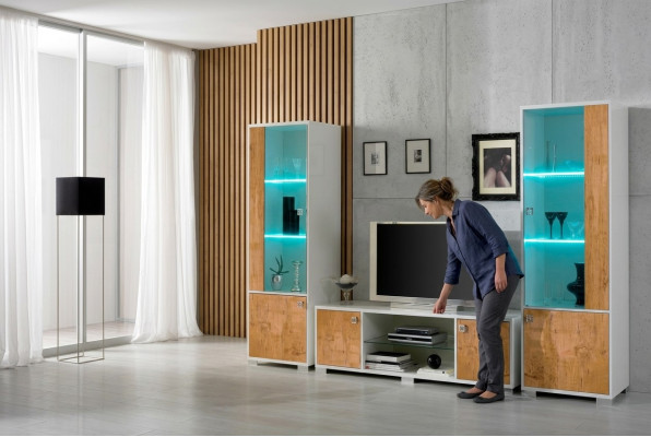 mueble de pared 3 piezas + rtv + 2 x vitrina Diseño de muebles italianos Muebles de lujo para sala de estar