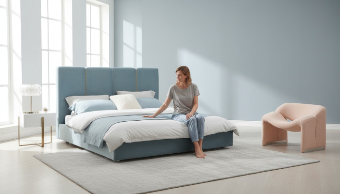 Dormitorio conjunto de 3 piezas cama 2 mesitas de noche consola camas acolchadas dobles hotel