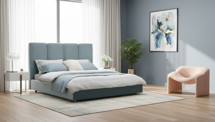 Dormitorio conjunto de 3 piezas cama 2 mesitas de noche consola camas acolchadas dobles hotel