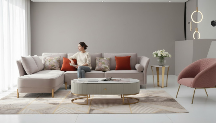 Sofá de esquina en forma de L Sofá moderno Sofá de esquina en forma de L Sofá de diseño de salón Sofá de esquina Acolchado