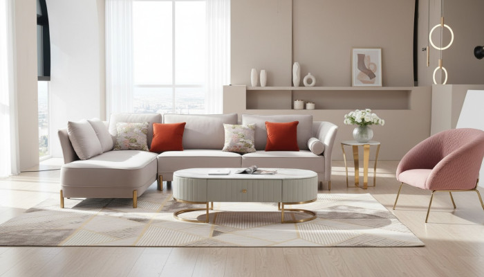 Sofá de esquina en forma de L Sofá moderno Sofá de esquina en forma de L Sofá de diseño de salón Sofá de esquina Acolchado