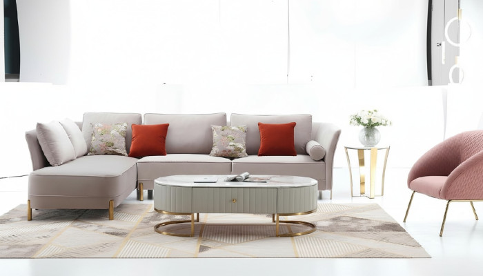 Sofá de esquina en forma de L Sofá moderno Sofá de esquina en forma de L Sofá de diseño de salón Sofá de esquina Acolchado