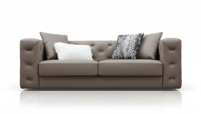 Sofá de diseño moderno de tres plazas con tapizado, Chesterfield, muebles de lujo.