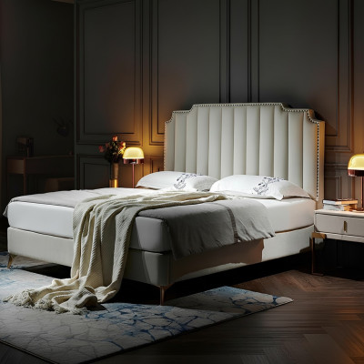 Cama 180x200cm de cuero Muebles de dormitorio de lujo Camas modernas Muebles de hotel nuevos