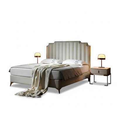 Cama 180x200cm de cuero Muebles de dormitorio de lujo Camas modernas Muebles de hotel nuevos