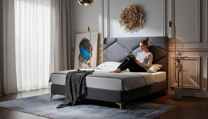 Juego de dormitorio Cama + 2 mesitas de noche 3 piezas. Muebles de mesita de noche de lujo de hotel de terciopelo.