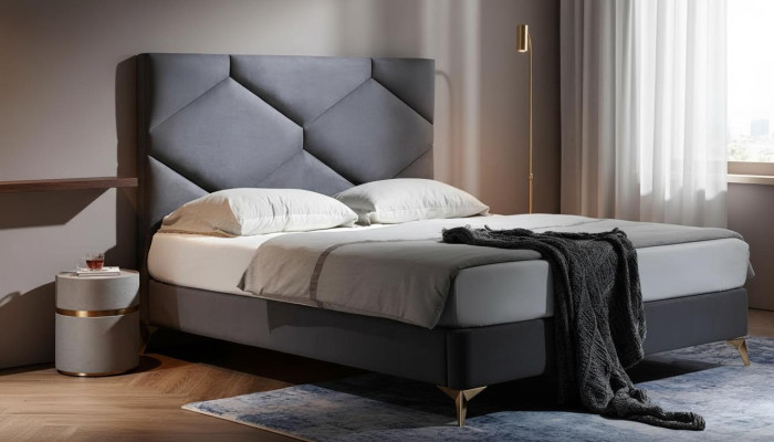 Juego de dormitorio Cama + 2 mesitas de noche 3 piezas. Muebles de mesita de noche de lujo de hotel de terciopelo.