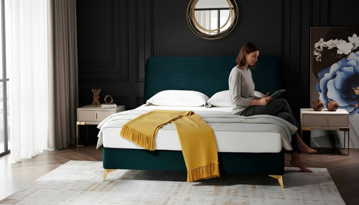 Cama de 180x200cm Textil Dormitorio Muebles Lujo Diseño de Camas Modernas Cama de Terciopelo