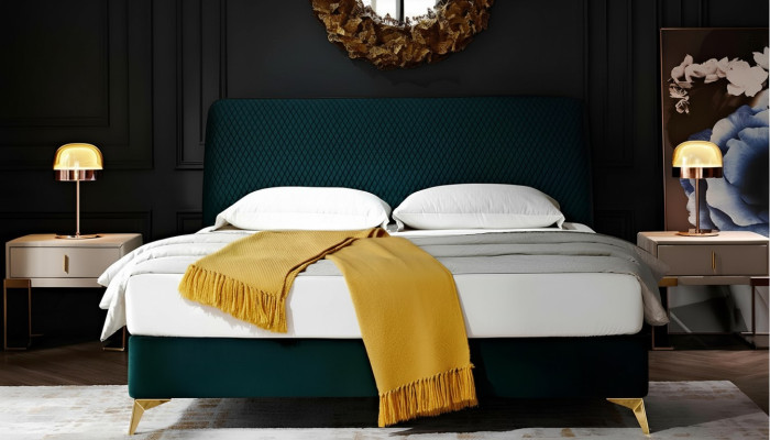 Cama de 180x200cm Textil Dormitorio Muebles Lujo Diseño de Camas Modernas Cama de Terciopelo