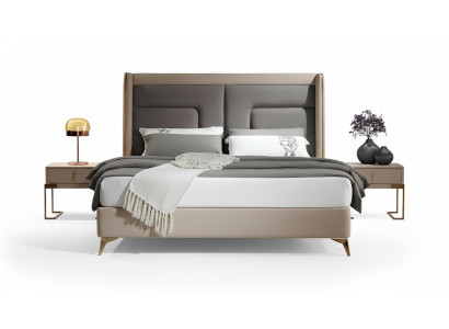 Diseño de cama de lujo para dormitorio, cama acolchada, muebles de hotel para dormir doble de 180x200.