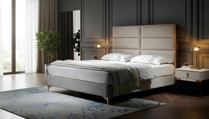 Cama Cama de matrimonio Diseño Lujo Lujoso Cama tapizada Cama de diseño Textil Camas Cama doble
