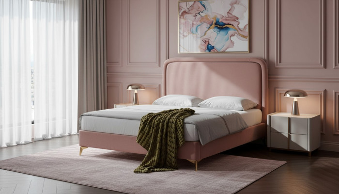 Cama doble Cama matrimonial Diseño de lujo Cama tapizada Diseño de cama 180x200cm Nuevo