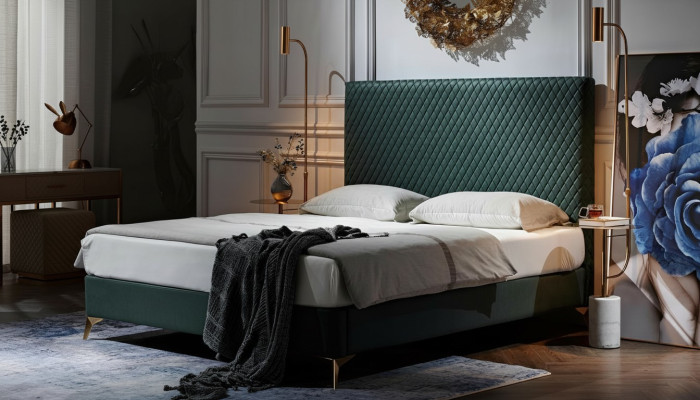 Diseño de lujo de camas acolchadas, camas dobles para dormitorio matrimonial, cama de hotel de cuero nueva.