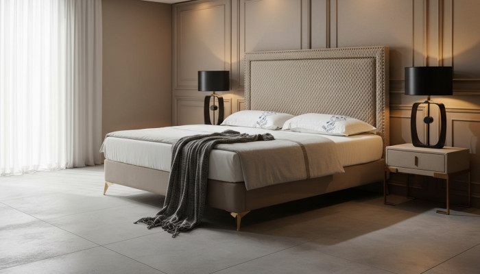 Juego de dormitorio de 3 piezas, diseño de dormitorio de lujo, muebles de hotel 2x mesita de noche.