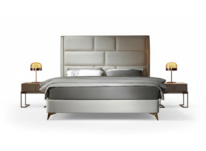 Conjunto de dormitorio de 3 piezas. Diseño moderno de dormitorio de lujo. Mesita de noche Cama