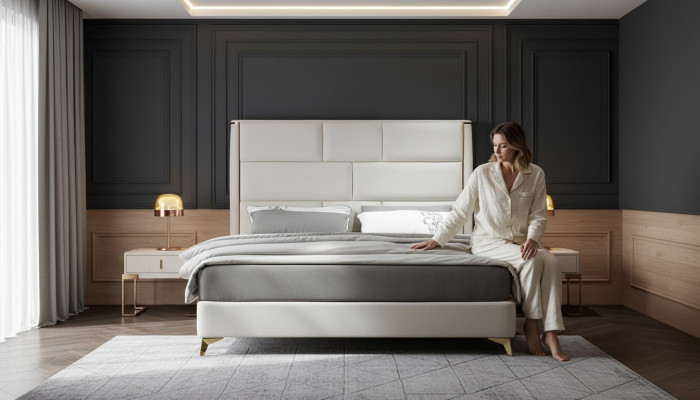Lujo dormitorio cama tapizada diseño doble camas de hotel muebles de hotel terciopelo nuevo