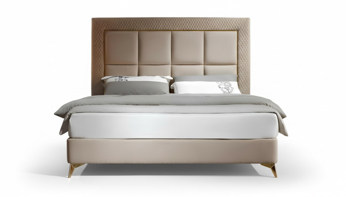 Diseño de camas dobles de lujo para hoteles, muebles de hotel de lujo, cama de dormitorio de lujo tapizada nueva.