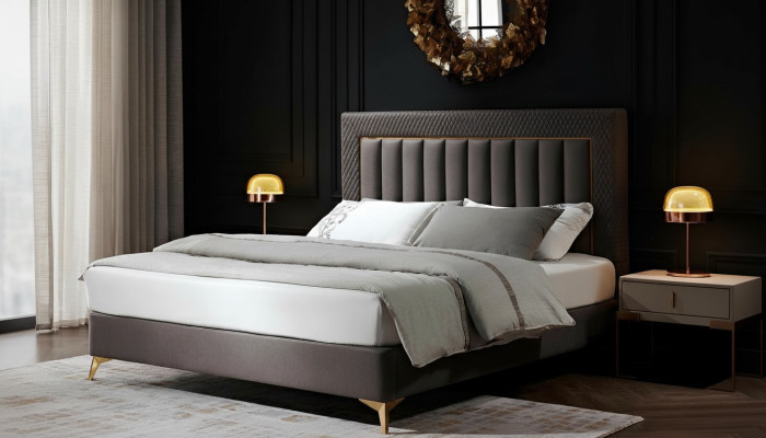 Dormitorio completo Cama 2x mesita de noche 3 piezas. Conjunto de diseño de lujo Juegos completos