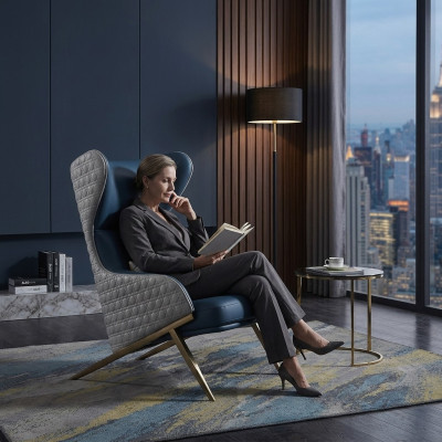 Muebles de diseño de lujo. Sillón de diseño moderno de 74*90 cm de cuero para sala de estar.
