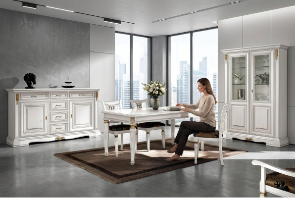 Mesa de comedor Mesas de comedor de lujo en madera blanca diseño moderno muebles italianos