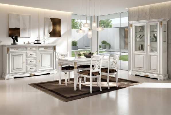 Mesa de comedor Mesas de comedor de lujo en madera blanca diseño moderno muebles italianos