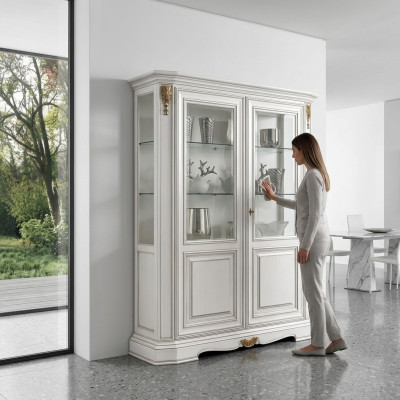 Vitrinas Sala de estar Blancas Armarios Credencia Blanco claro Vitrina Armario Clásico