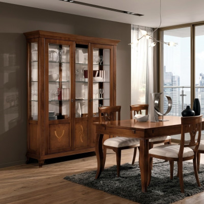 Vitrine Muebles de salón Cómoda Madera maciza Vitrinas Armario de vidrio Madera maciza.