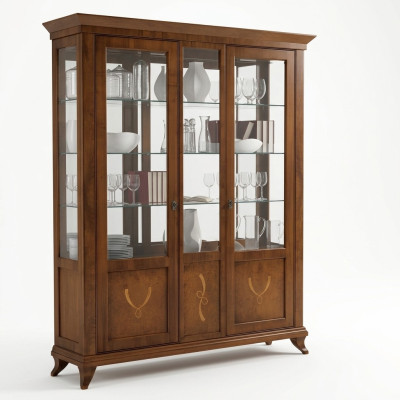 Vitrine Muebles de salón Cómoda Madera maciza Vitrinas Armario de vidrio Madera maciza.