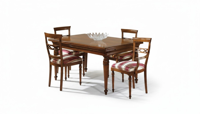 Juego de comedor Conjunto de comedor Clásico de madera maciza de 4 piezas Conjunto de sillas 4x Sillas