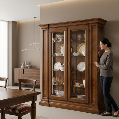 Vitrina de 2 puertas de vidrio, armario de salón, armarios de vitrina, armario de diseño, muebles de vidrio nuevos.