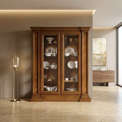 Vitrina de 2 puertas de vidrio, armario de salón, armarios de vitrina, armario de diseño, muebles de vidrio nuevos.