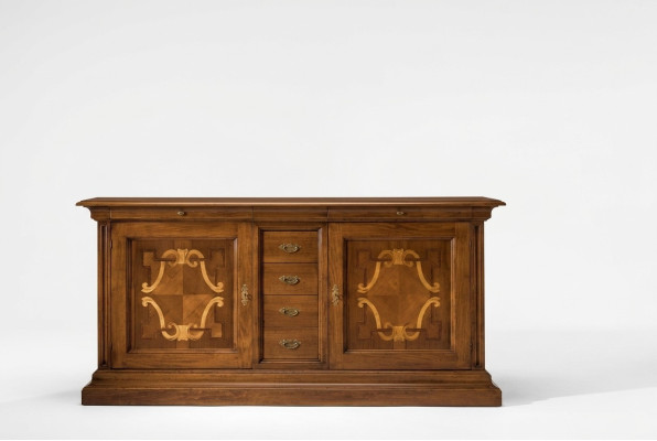 Muebles de lujo de madera italiana, lado buffet estilo barroco, cómoda, aparador de madera maciza.