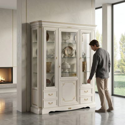Vitrina de madera maciza de sala de estar muebles aparador de vidrio vitrinas armario de madera maciza.