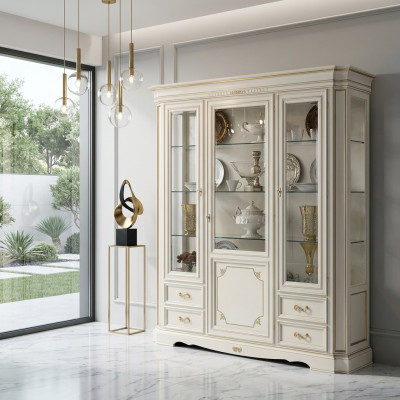 Vitrina de madera maciza de sala de estar muebles aparador de vidrio vitrinas armario de madera maciza.