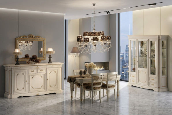 Grupo completo de comedor Conjunto de 7 piezas Mesa Mesas Lujo Muebles de madera nuevos