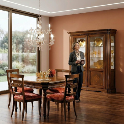 Vitrina de 2 puertas, armario de vitrina, armarios de sala de estar, armario de diseño, muebles, vidrio, nuevo.