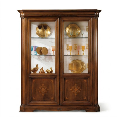Vitrina de 2 puertas, armario de vitrina, armarios de sala de estar, armario de diseño, muebles, vidrio, nuevo.