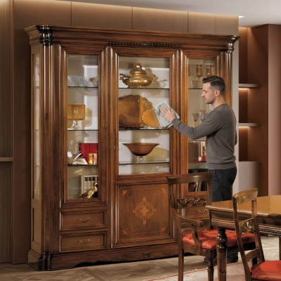 Vitrina de 3 puertas de vidrio Armario Vitrinas Salón Armarios Diseño Armario Muebles Vidrio Nuevo