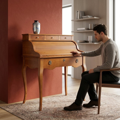 Escritorio antiguo Mesa inglesa de madera maciza Mesa Secretario italiano