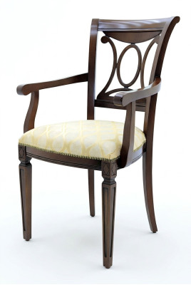 Diseño de silla de madera maciza con reposabrazos para comedor, sala de estar u oficina.