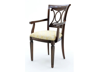 Diseño de silla de madera maciza con reposabrazos para comedor, sala de estar u oficina.