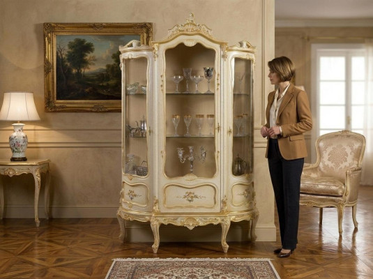 Diseño de armarios para sala de estar, armario de muebles de vidrio, nuevo armario vitrina de 3 puertas.