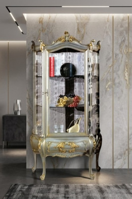 Muebles barrocos Vitrina italiana Armario Muebles Armarios Madera maciza Elegante